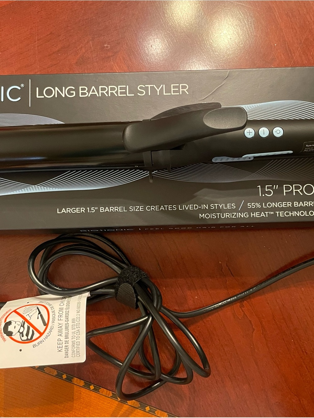 Long Barrel Styler 1.5" Professional Curling Iron - Black